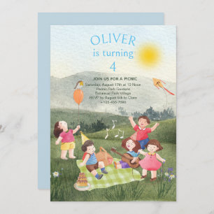 Fun Picnic Birthday Boy Garden Party Invitation