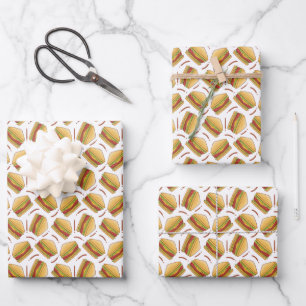 fun picnic sandwich tiled pattern wrapping paper sheet