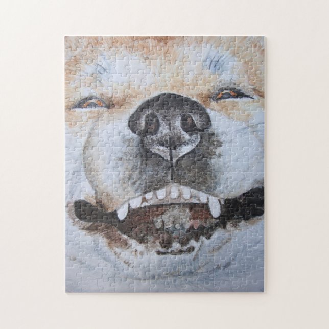 fun picture of cute dog smiling jigsaw puzzle (Vertical)