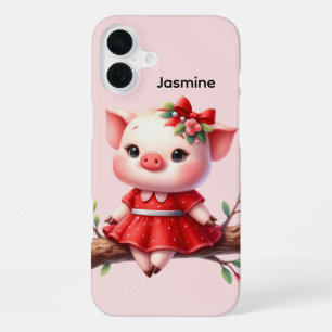 Fun pig lovers add your name iPhone 16 plus case