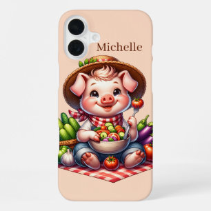 Fun pig lovers add your name sixteen iPhone 16 plus case