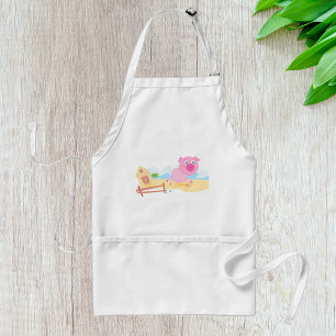 Fun Pig on Farm with Barn and Fence Standard Apron