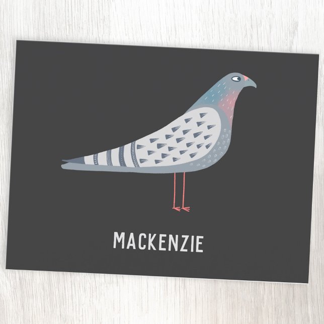 Fun Pigeon Personalised Name Postcard (Fun personalized pigeon postcard for bird lovers)