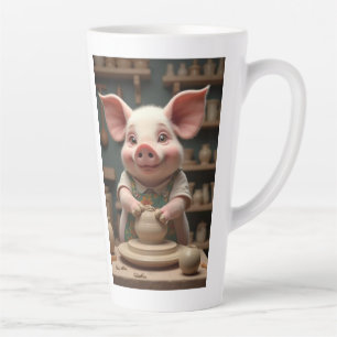 Fun Piggy pottery artist latte mug