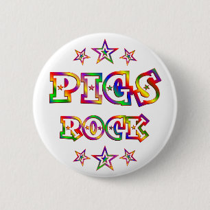 Fun Pigs Rock 6 Cm Round Badge