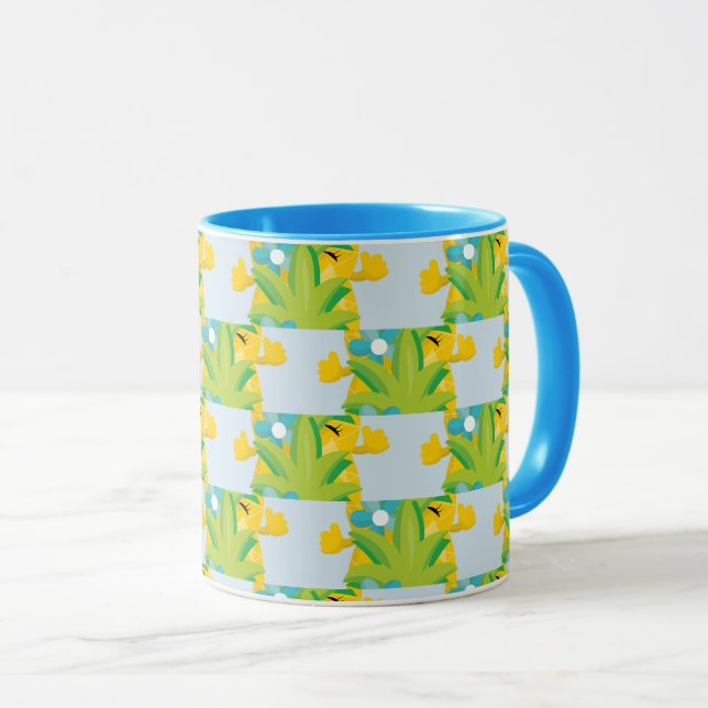 Fun Pineapple Flower Blue  Mug (Front Right)