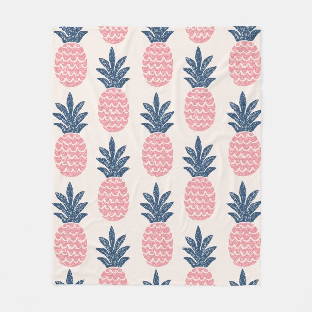 Fun pineapple seamless pattern fleece blanket (Front)