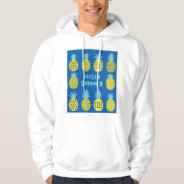 Fun Pineapple Vintage Card Design Hoodie (Front)