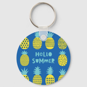 Fun Pineapple Vintage Card Design Key Ring
