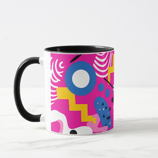 Fun Pink 1980s Aesthetic Mug (Left)