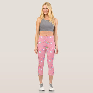 Fun Pink 1990s Throwback Graphics Capri Leggings