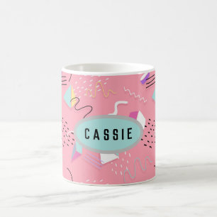 Fun Pink 1990s Throwback Graphics Coffee Mug
