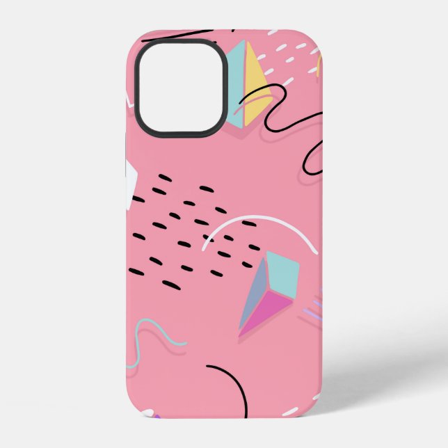 Fun Pink 1990s Throwback Graphics iPhone Case (Back)