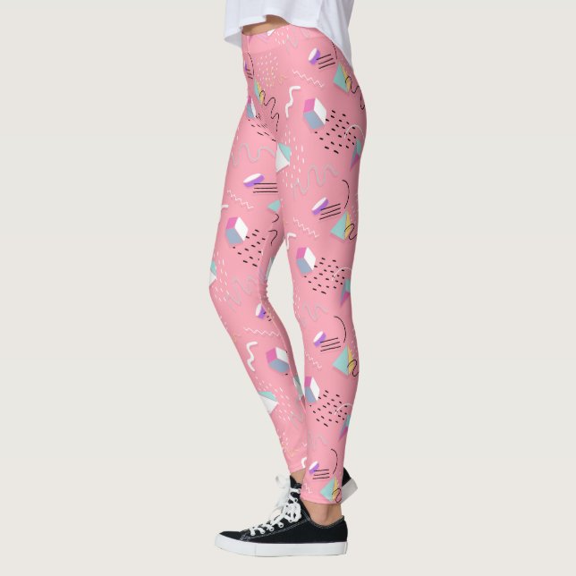 Fun Pink 1990s Throwback Graphics Leggings (Left)