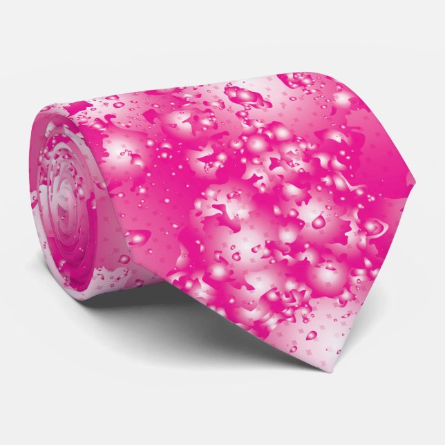 Fun PINK Abstract Ink Super Splash pattern Tie (Rolled)
