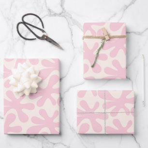 Fun Pink Amoeba Dance Abstract Modern Pattern Wrapping Paper Sheet