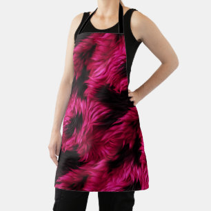 Fun Pink and Black faux monster fur texture Apron