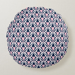Fun Pink and Blue Pattern Round Cushion