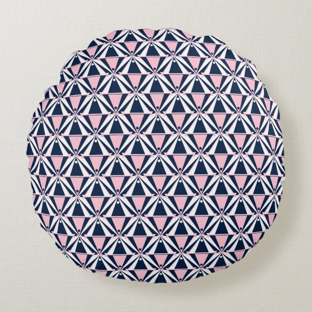 Fun Pink and Blue Pattern  Round Cushion (Front)