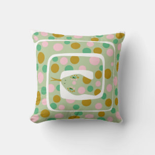 Fun Pink and Green Abstract Polka Dotted Snake Cushion
