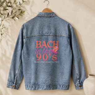 Fun Pink and Orange 90s Retro Bachelorette Denim Jacket