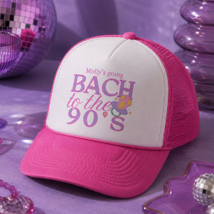 Fun Pink and Purple 90s Retro Bachelorette Trucker Hat