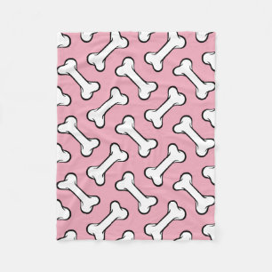 Fun Pink and White Bones Pattern Dog Blanket