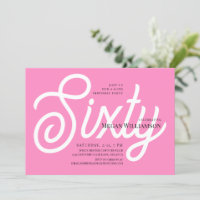 Fun Pink and White Calligraphy 60th Birthday