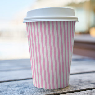 Fun, Pink and White Diagonal Striped Paper Cups