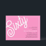 Fun Pink and White Script 60th Birthday Invitation<br><div class="desc">Elegant Fun Pink and White Script 60th Birthday Invitation
Your guests will know that this will be a special party by just looking at this invitation!</div>
