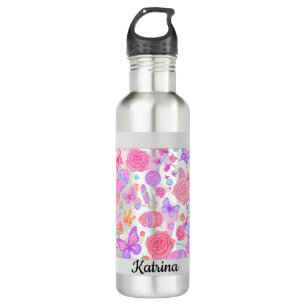 Fun Pink Butterfly, Cupcake, Candy Pattern 710 Ml Water Bottle