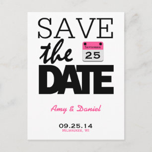 Fun Pink Calendar   Save The Date Postcard