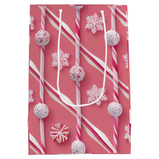 Fun Pink Candy Lane Collection Medium Gift Bag (Back)