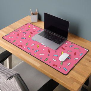 Fun Pink Candy Sprinkles Pattern Desk Mat