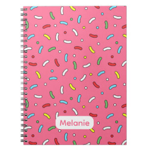 Fun Pink Candy Sprinkles Pattern Personalised Notebook