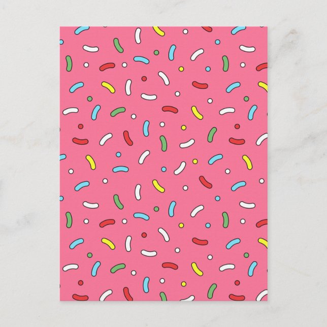 Fun Pink Candy Sprinkles Pattern Postcard (Front)