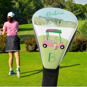 Fun Pink Cart Course Clubs Monogram Golf Head Cover