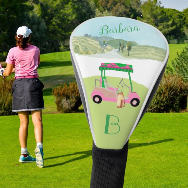 Fun Pink Cart Course Clubs Monogram Golf Head Cover (Creator Uploaded)