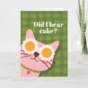 Fun Pink Cat Personalised Birthday Card