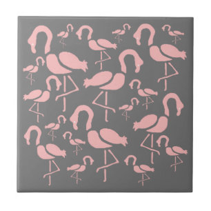 Fun Pink Flamingo bird art Tile