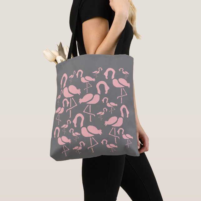 Fun Pink Flamingo bird art Tote Bag (Close Up)