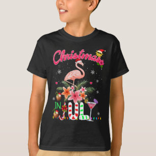 Fun Pink Flamingo In Santa Hat Christmas In July S T-Shirt