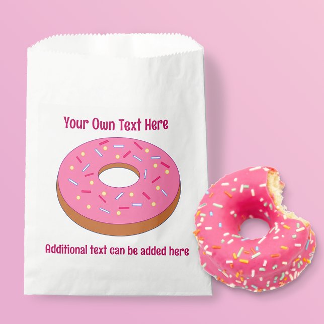 Fun Pink Frosted Ring Doughnut  - 2 custom text li Favour Bags (Creator Uploaded)
