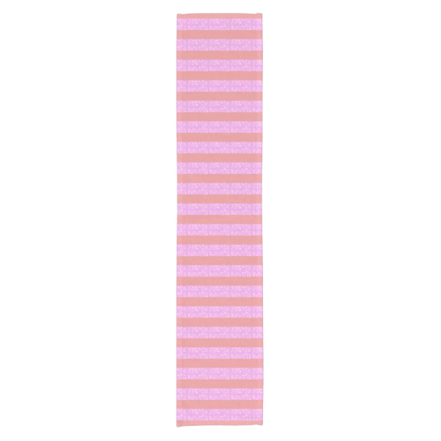 Fun Pink Geometric Stripes Beach House Short Table Runner (Front)