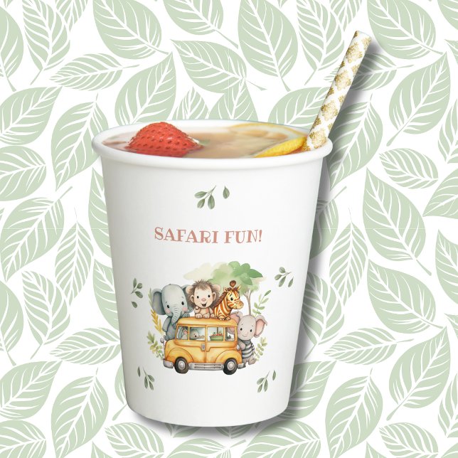 Fun Pink Girl Jungle Animal Safari Birthday Paper Cups (Creator Uploaded)