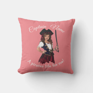 Fun Pink Girl Pirate   Cushion