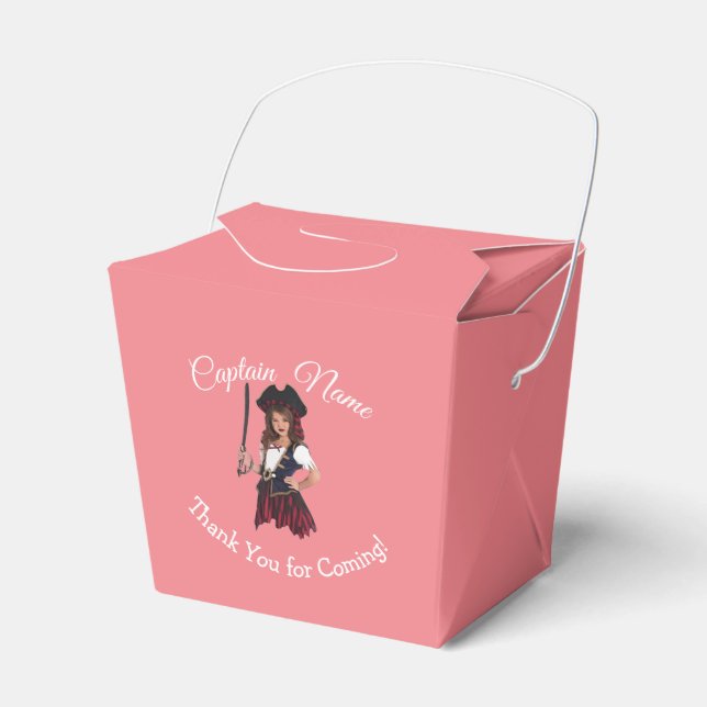 Fun Pink Girl Pirate  Favour Box (Front Side)