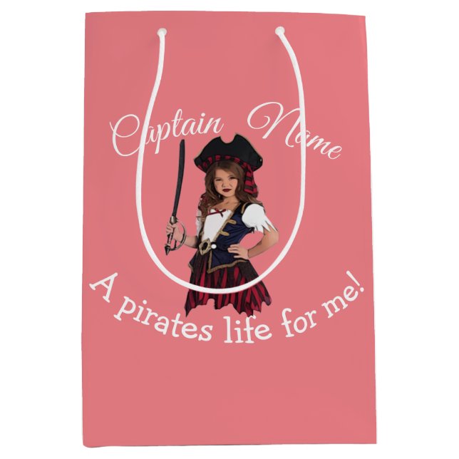 Fun Pink Girl Pirate   Medium Gift Bag (Front)