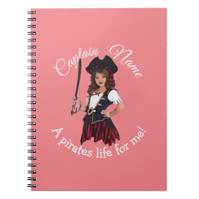Fun Pink Girl Pirate Notebook (Front)