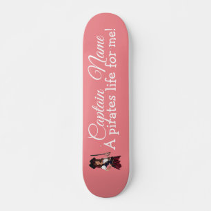 Fun Pink Girl Pirate Skateboard
